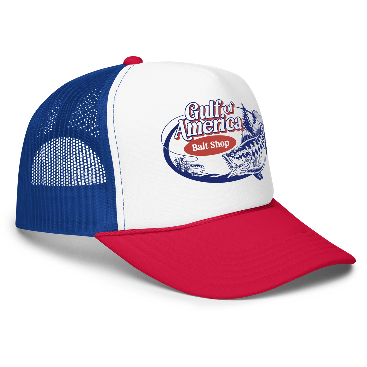 Gulf Of America Bait Shop Trucker Hat - Red/Blue – Blaze 