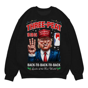 MAGA Three-Peat Ugly Christmas Sweater