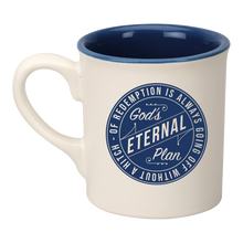 Load image into Gallery viewer, God&#39;s Eternal Plan Icon Mug - Cream &amp; Navy Blue