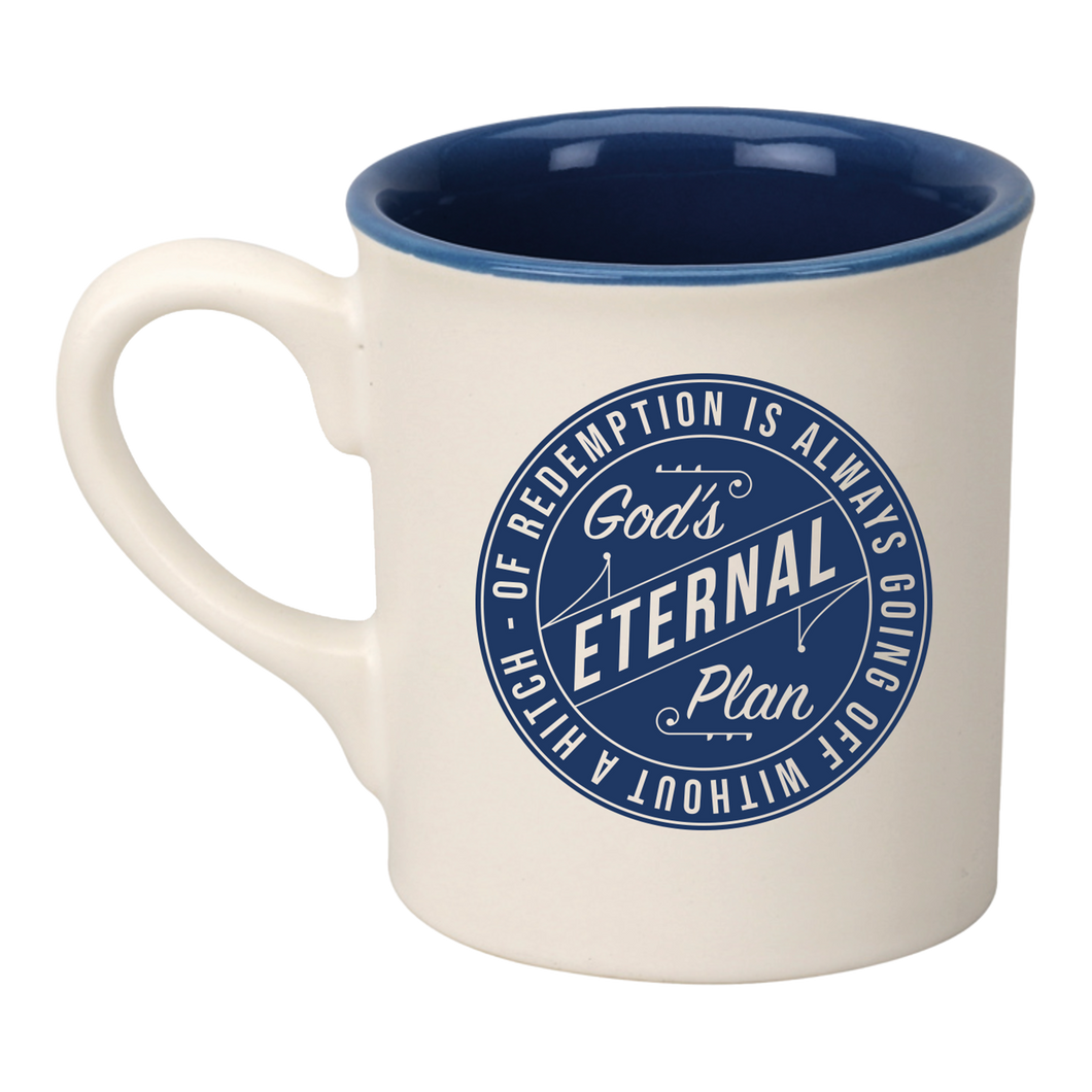 God's Eternal Plan Icon Mug - Cream & Navy Blue