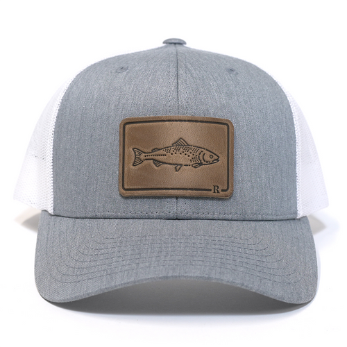 Range Leather Salmon Patch Trucker Hat - Gray