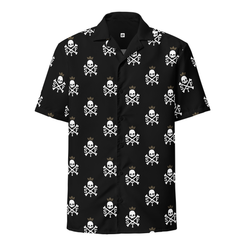 STF Skull & Bones Hawaiian Shirt - Black