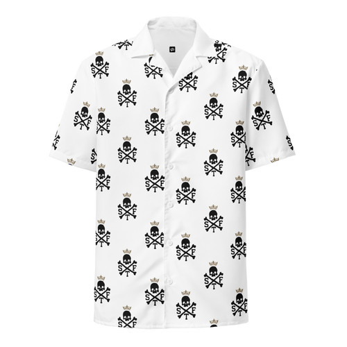 STF Skull & Bones Hawaiian Shirt - White