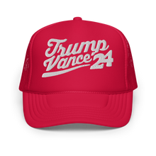 Load image into Gallery viewer, Trump Vance Varsity Trucker Hat - Red