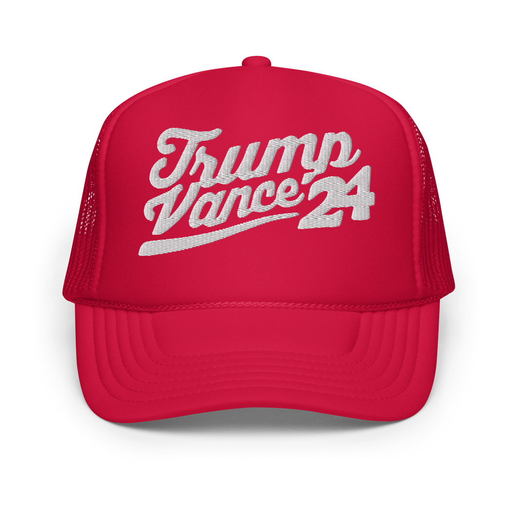 Trump Vance Varsity Trucker Hat - Red