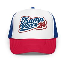 Load image into Gallery viewer, Trump Vance Varsity Trucker Hat - White