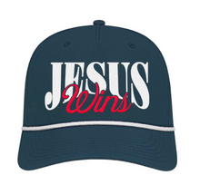 Load image into Gallery viewer, Jesus Wins Trucker Rope Hat - Navy