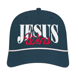 Jesus Wins Trucker Rope Hat - Navy