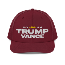 Load image into Gallery viewer, Trump Vance Bolt Logo Trucker Hat - Cardinal