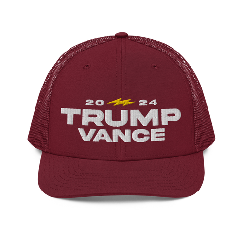 Trump Vance Bolt Logo Trucker Hat - Cardinal