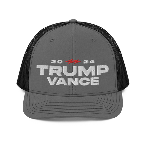 Trump Vance Bolt Logo Trucker Hat - Heather Grey