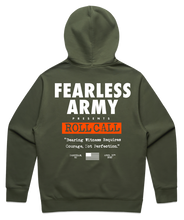 Load image into Gallery viewer, ROLL CALL X FEARLESS HOODIE - Cypress + Orange